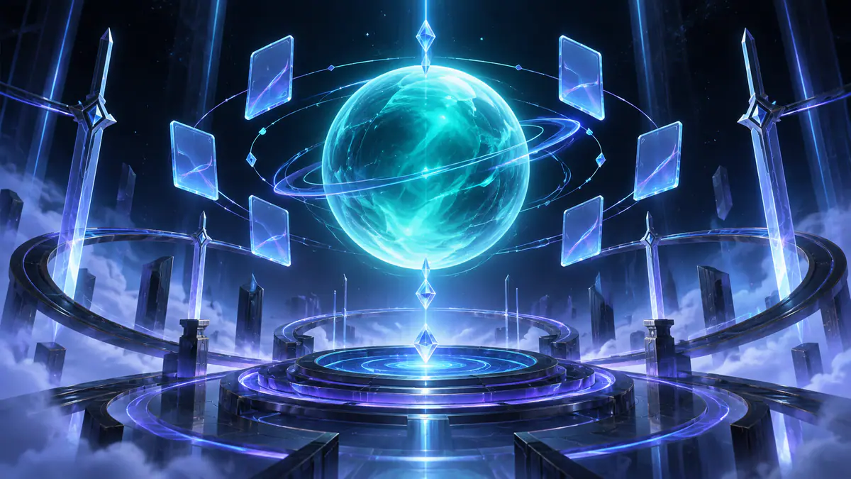 Original blade ball script collection illustration with a glowing ball and abstract source cards