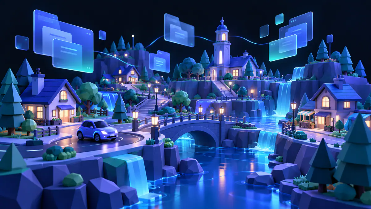 Original Brookhaven RP script research illustration with a stylised town and source panels