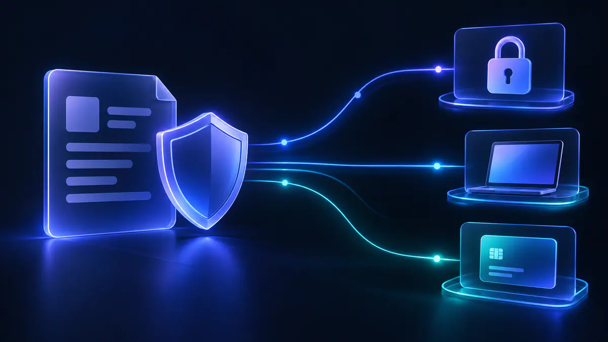 Illustration of roblox script safety research with a shield, text document, and separate risk paths