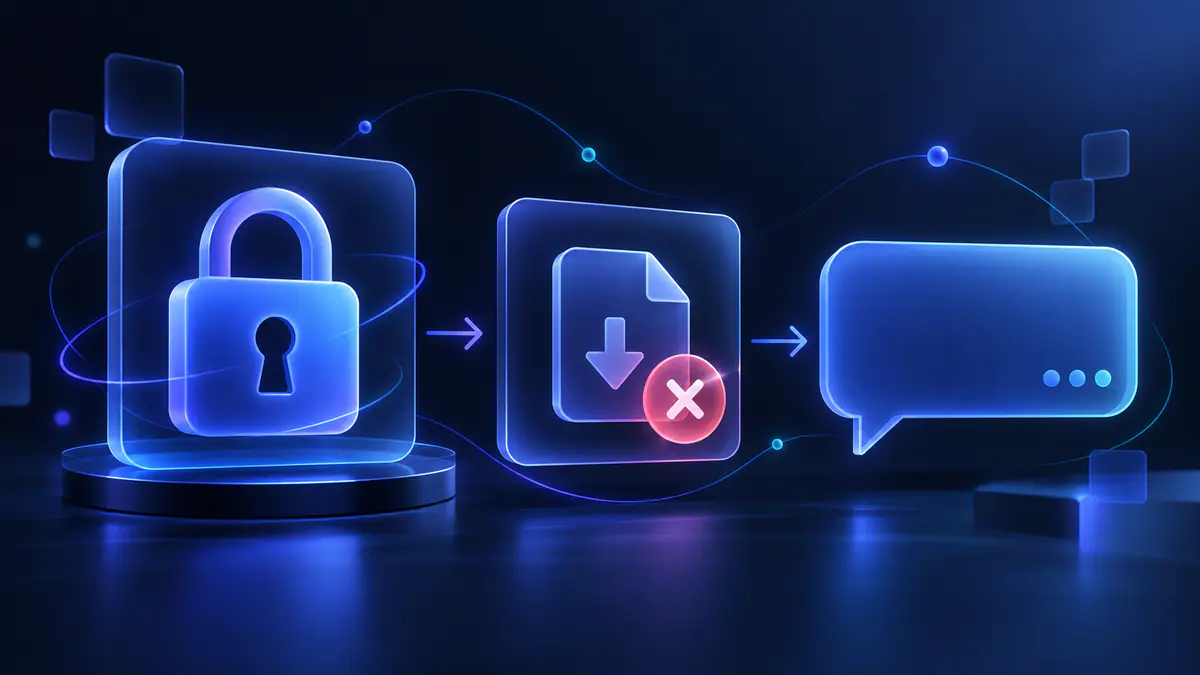 Illustration of an account lock, removed download, and support message arranged as a recovery sequence