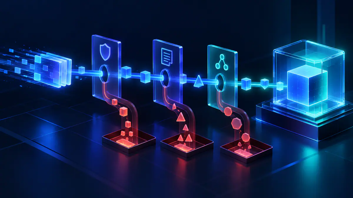 Original illustration of a remote request passing through server validation gates
