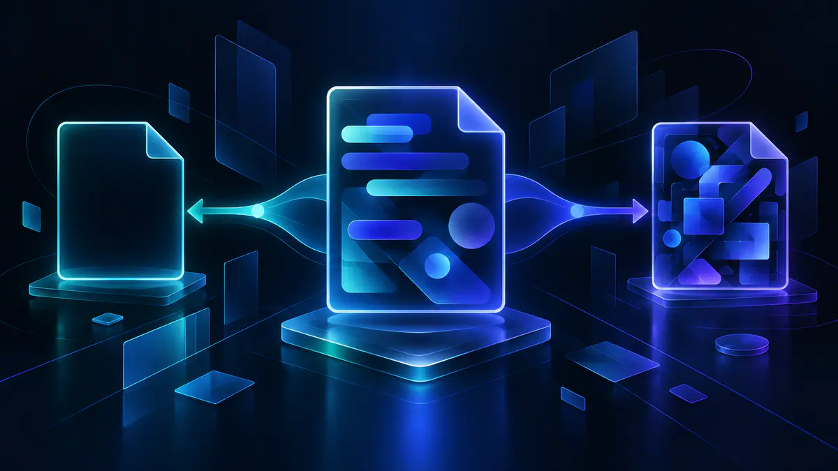 Original illustration of a loader branching toward an empty file and a concealed file